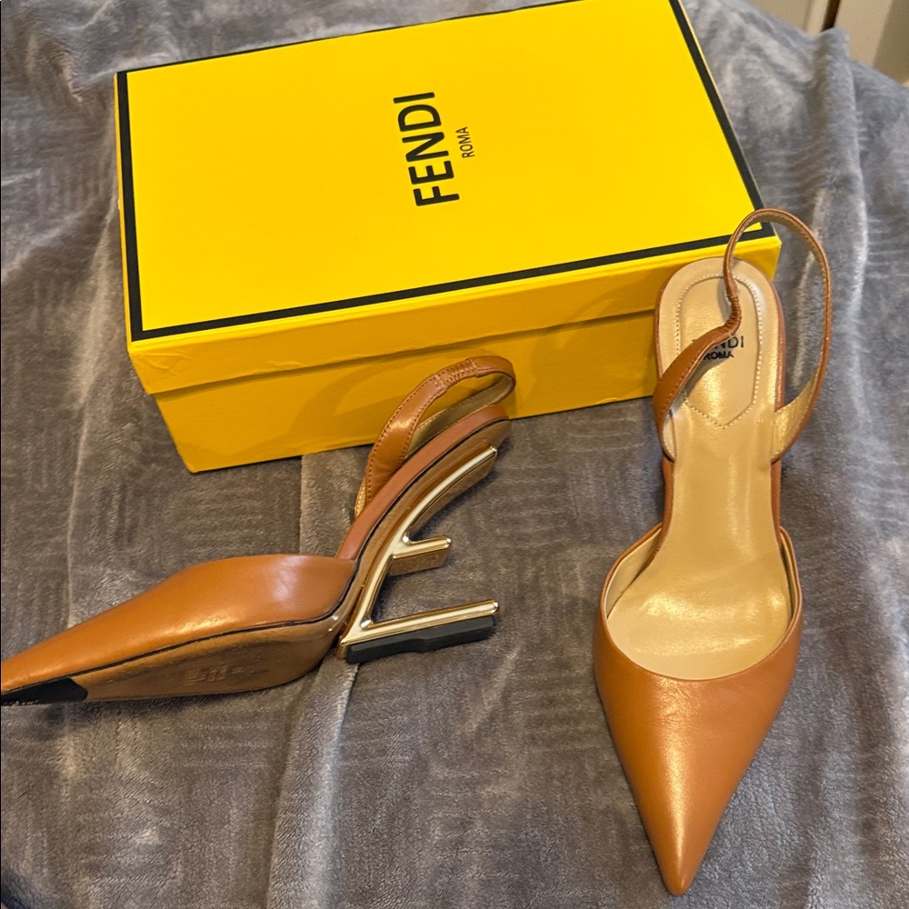 Fendi Women's Brown Pointed Slingback Heels